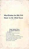 BRITISH  OFFICIAL VIEWS ON GREEK  RESISTANCE, What October the 28th 1940 meant to the Allied Couse