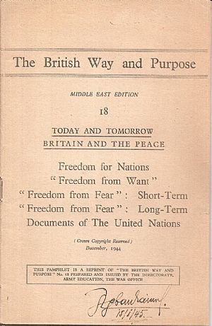 THE  BRITISH WAY AND PURPOSE. Middle East Edition -18-. Today and tomorrow Britain and the peace